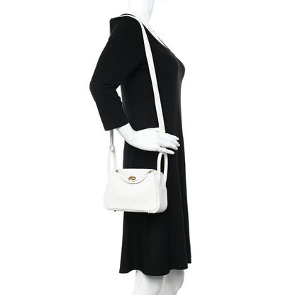 Hermes Taurillon Clemence Mini Lindy 20 New White 2 of 11