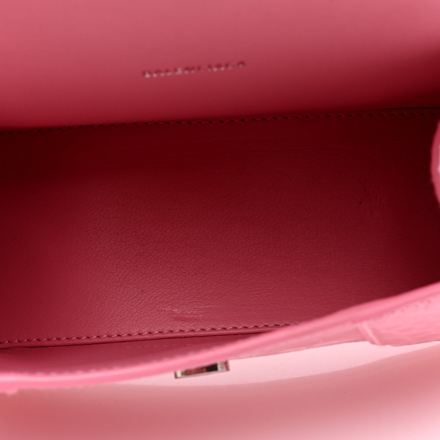 Shiny Calfskin Crocodile Embossed Hourglass Top Handle Bag XS Sweet Pink