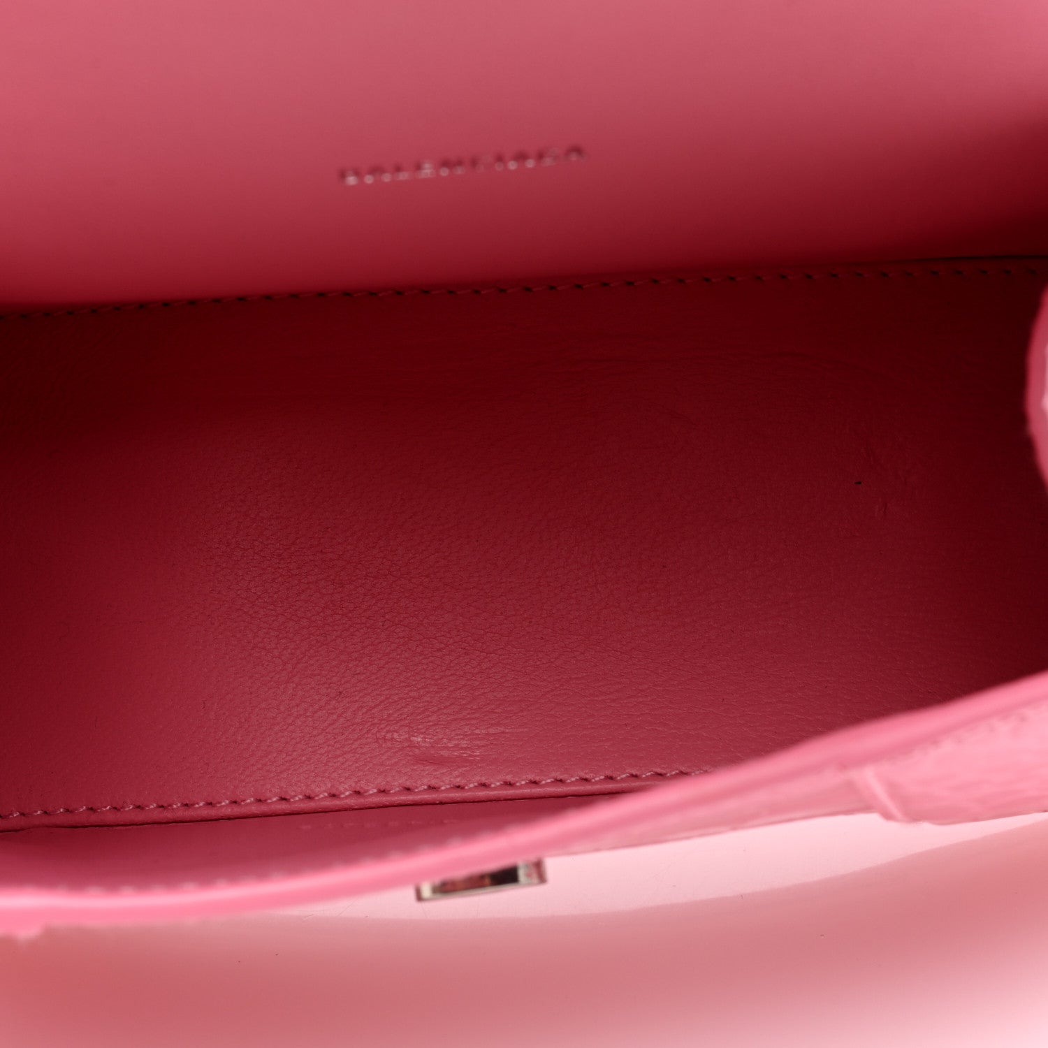 Balenciaga Shiny Calfskin Crocodile Embossed Hourglass Top Handle Bag XS Sweet Pink 5 of 10