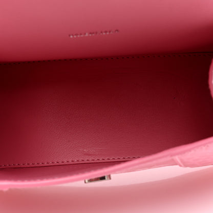Balenciaga Shiny Calfskin Crocodile Embossed Hourglass Top Handle Bag XS Sweet Pink 5 of 10