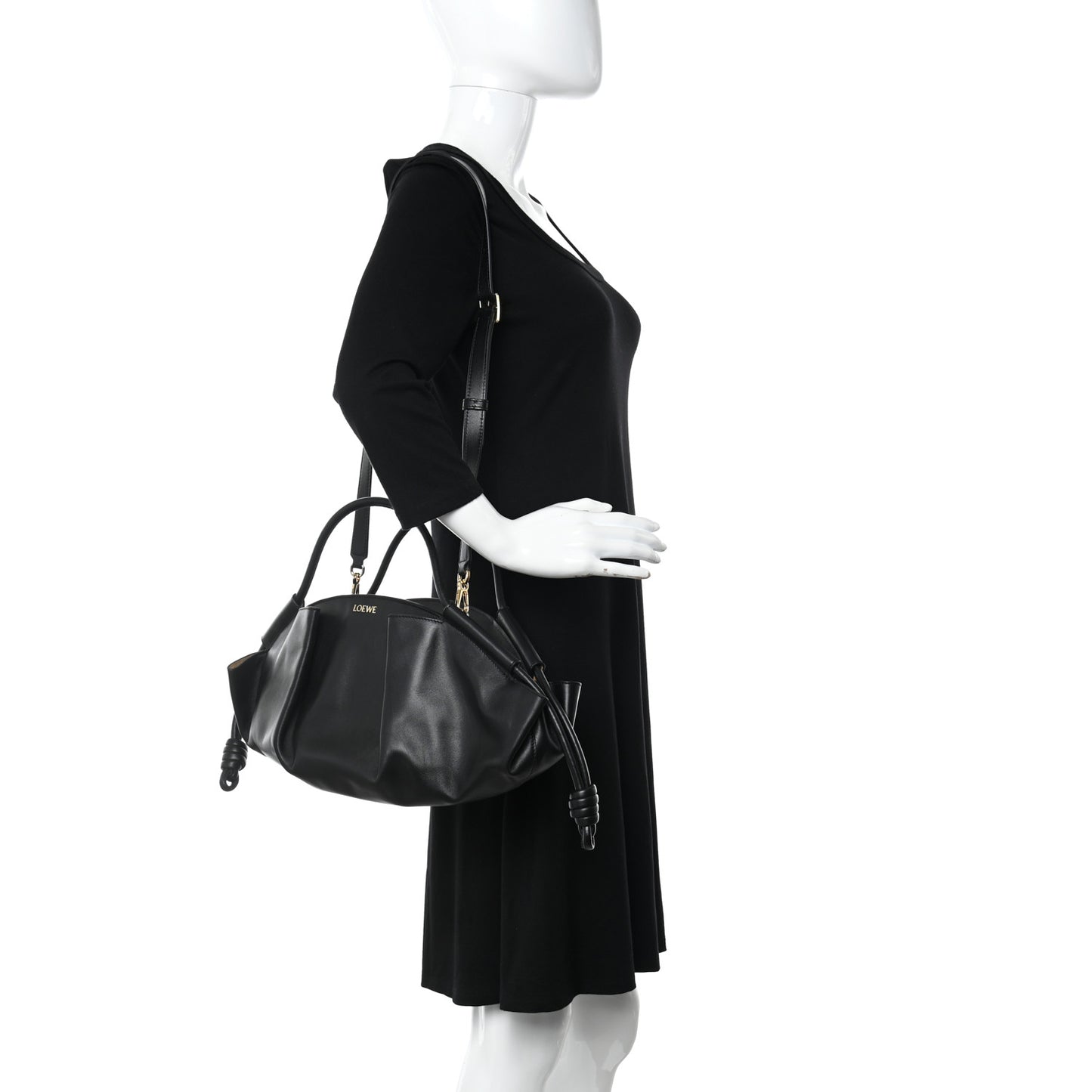Shiny Nappa Calfskin Paseo Bag Black