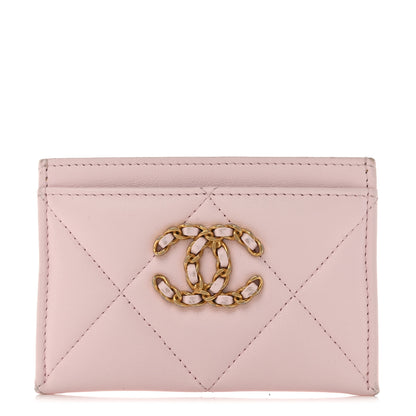 Chanel Lambskin Quilted Chanel 19 Card Holder Light Pink 1 of 12