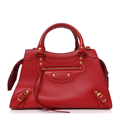 Balenciaga Grained Calfskin Neo Classic Gold Hardware S City Medium Red 1 of 10