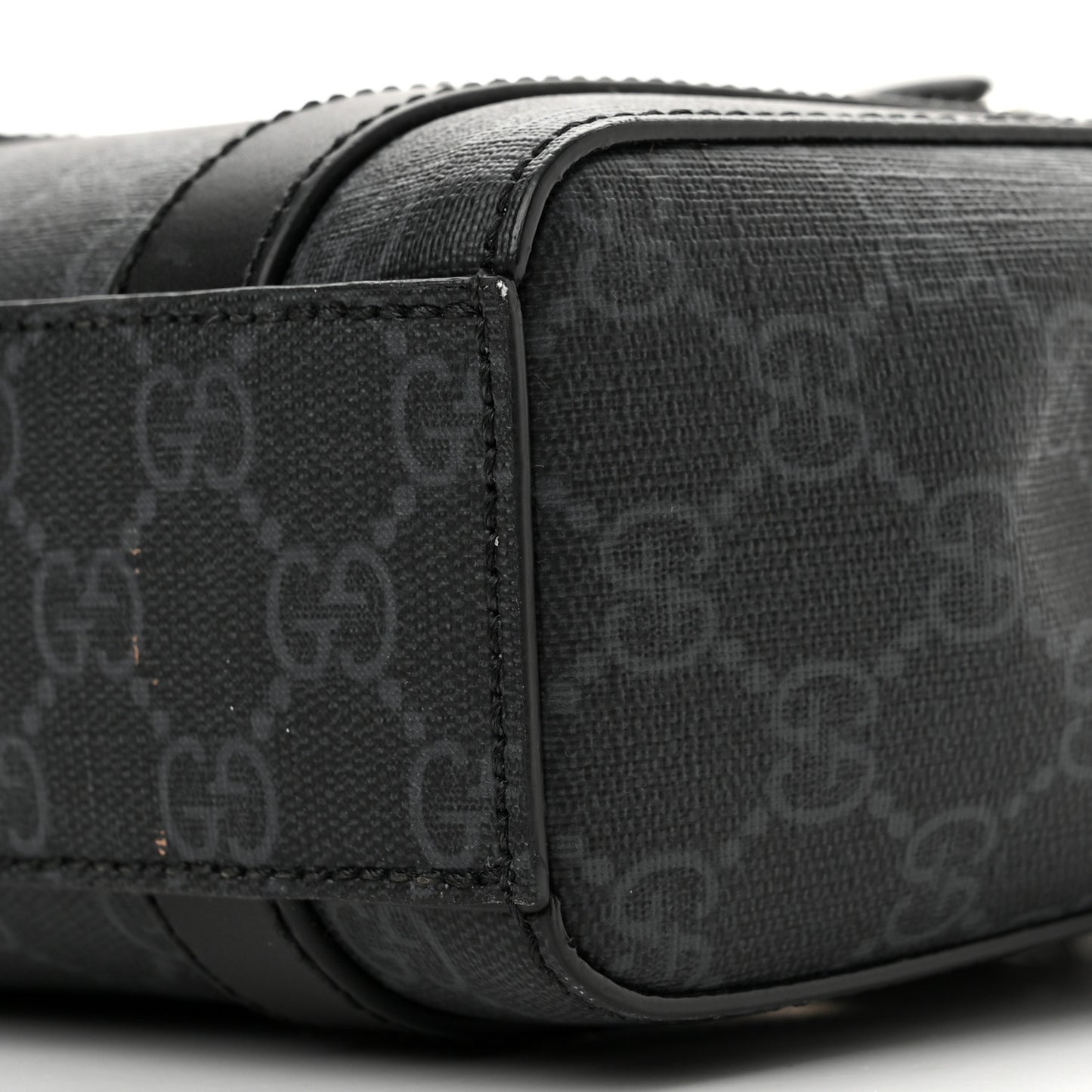 GG Supreme Monogram Appia Calfskin Web Mini Tote Bag Black