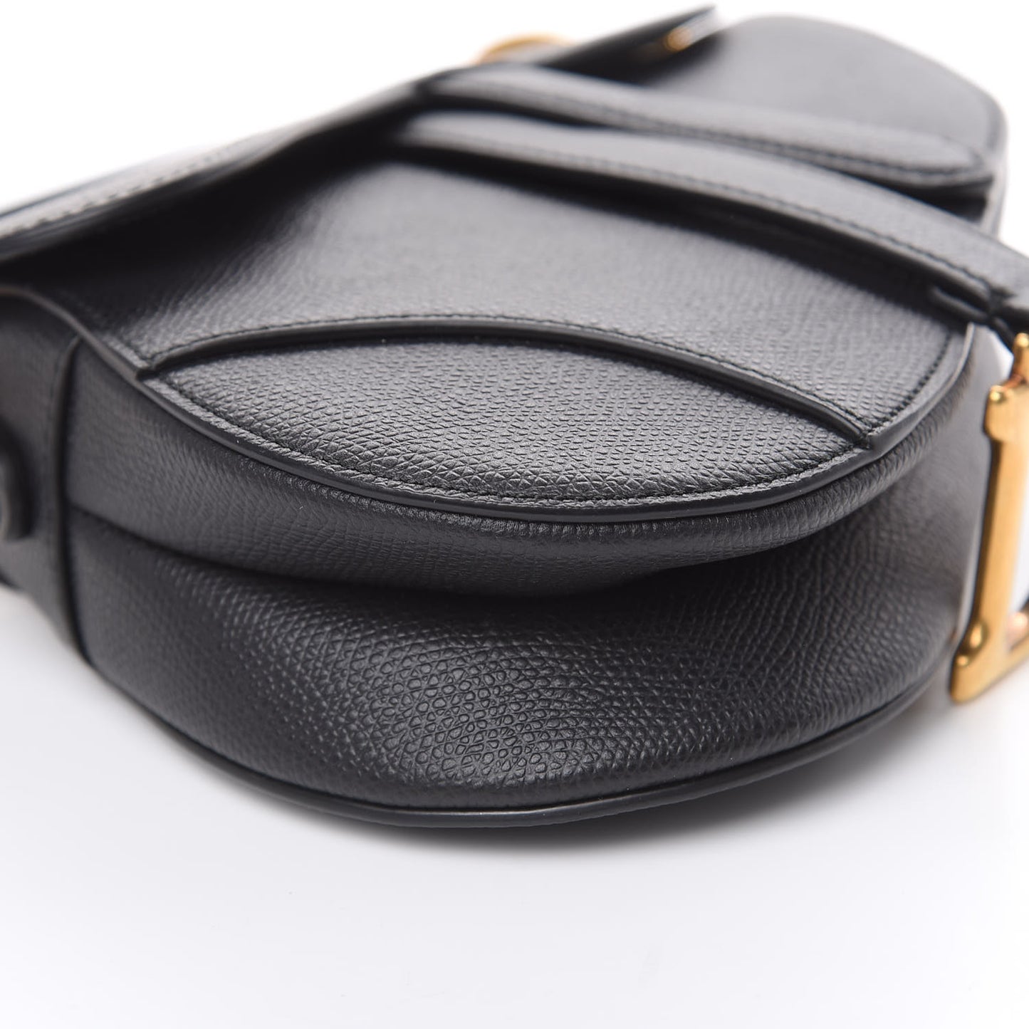 Grained Calfskin Mini Saddle Bag Black