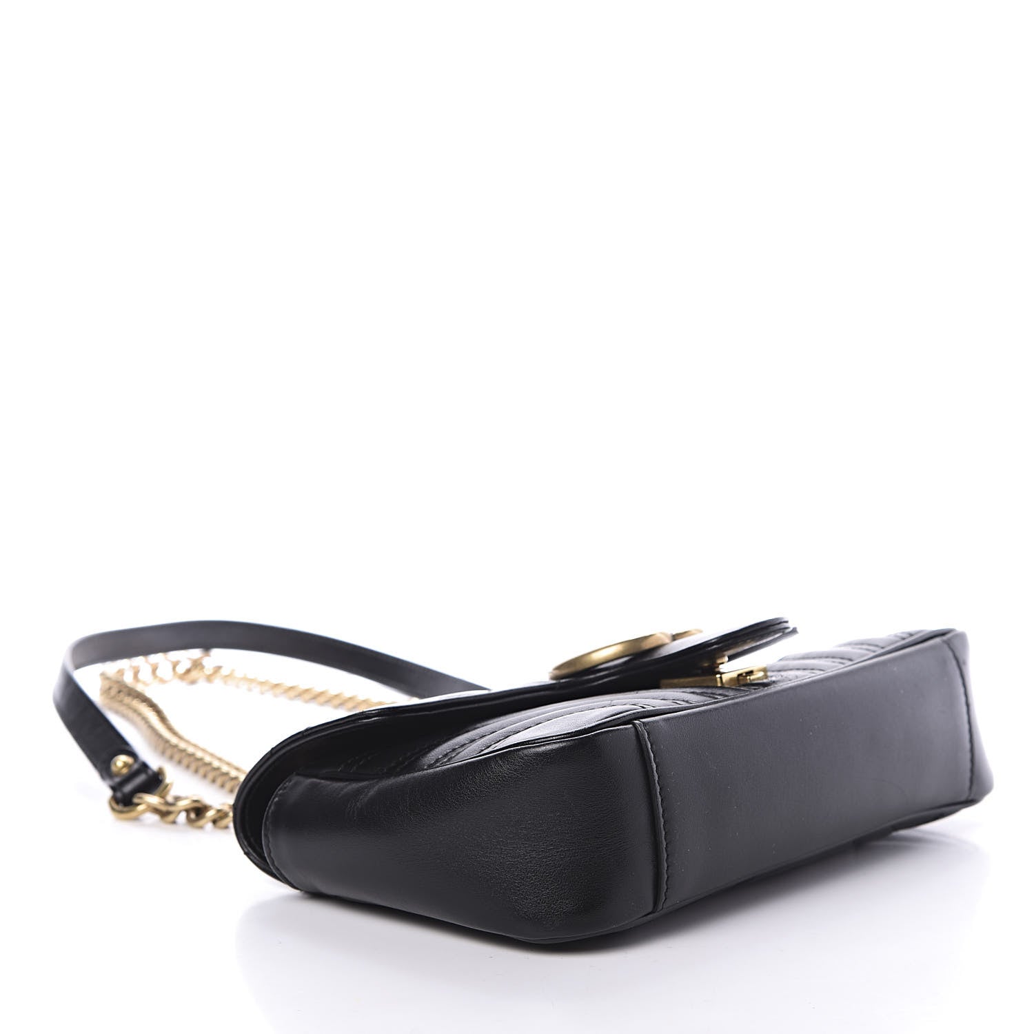 Gucci Calfskin Matelasse Mini GG Marmont Shoulder Bag Black 4 of 11
