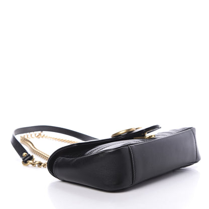 Gucci Calfskin Matelasse Mini GG Marmont Shoulder Bag Black 4 of 11