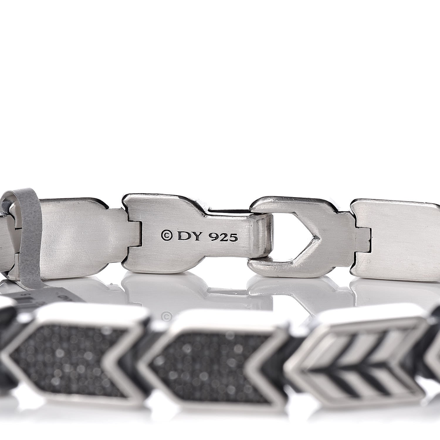 David Yurman Sterling Silver Black Diamond 9mm Mens Chevron Link Bracelet 4 of 4