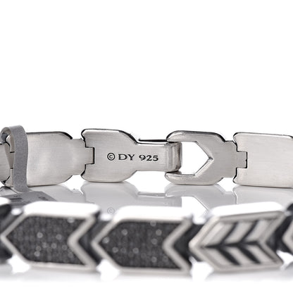 David Yurman Sterling Silver Black Diamond 9mm Mens Chevron Link Bracelet 4 of 4