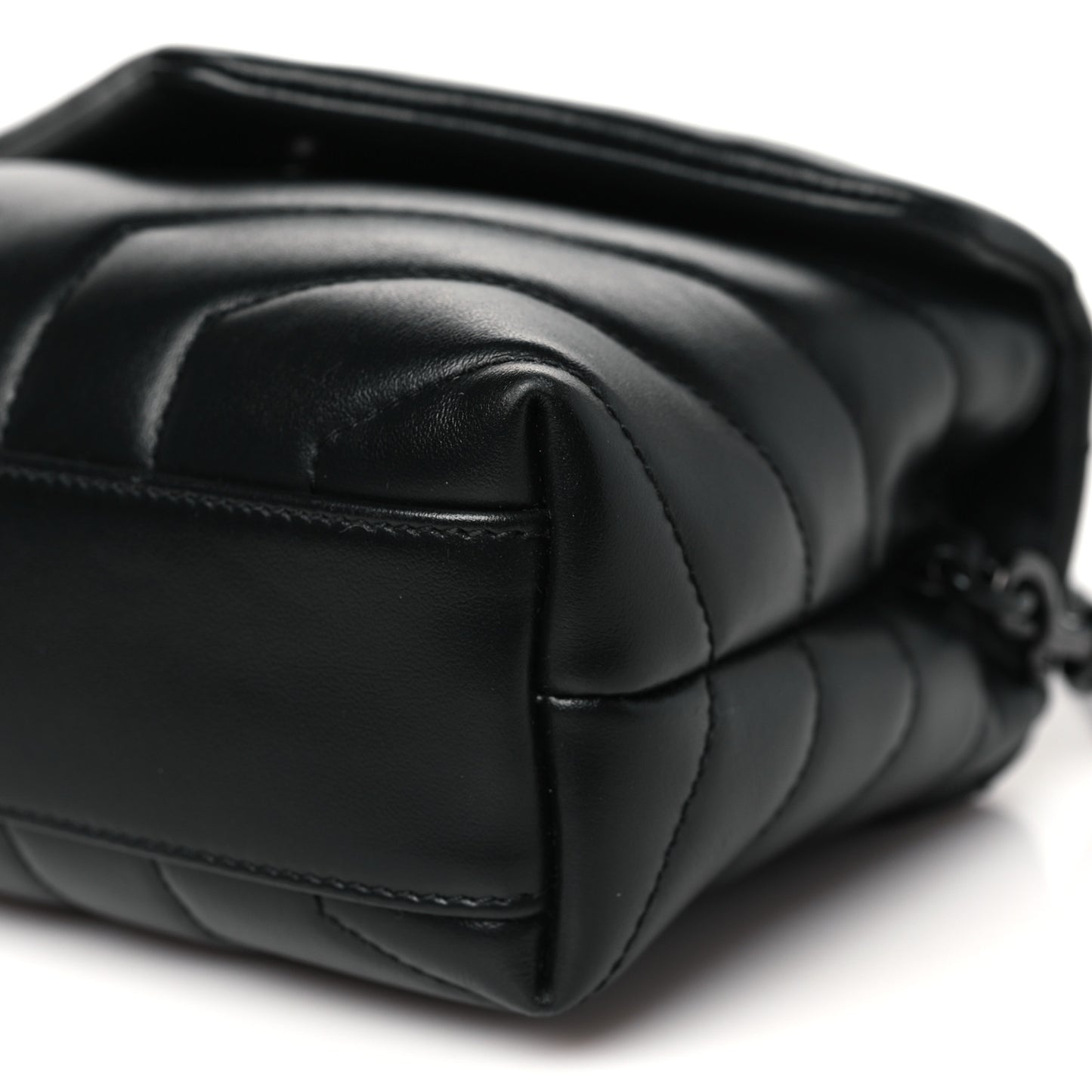 Calfskin Y Quilted Monogram Monochrome Toy Loulou Crossbody Bag Black