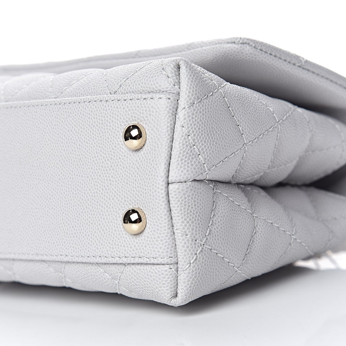 Caviar Quilted Mini Coco Handle Flap Light Grey