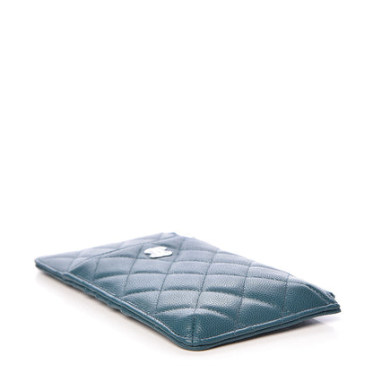 Chanel Caviar Quilted Classic Flat Wallet Pouch Dark Turquoise 4 of 8