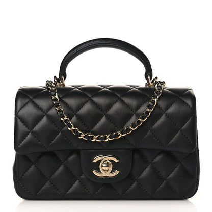 Chanel Lambskin Quilted Mini Top Handle Rectangular Flap Black 1 of 10