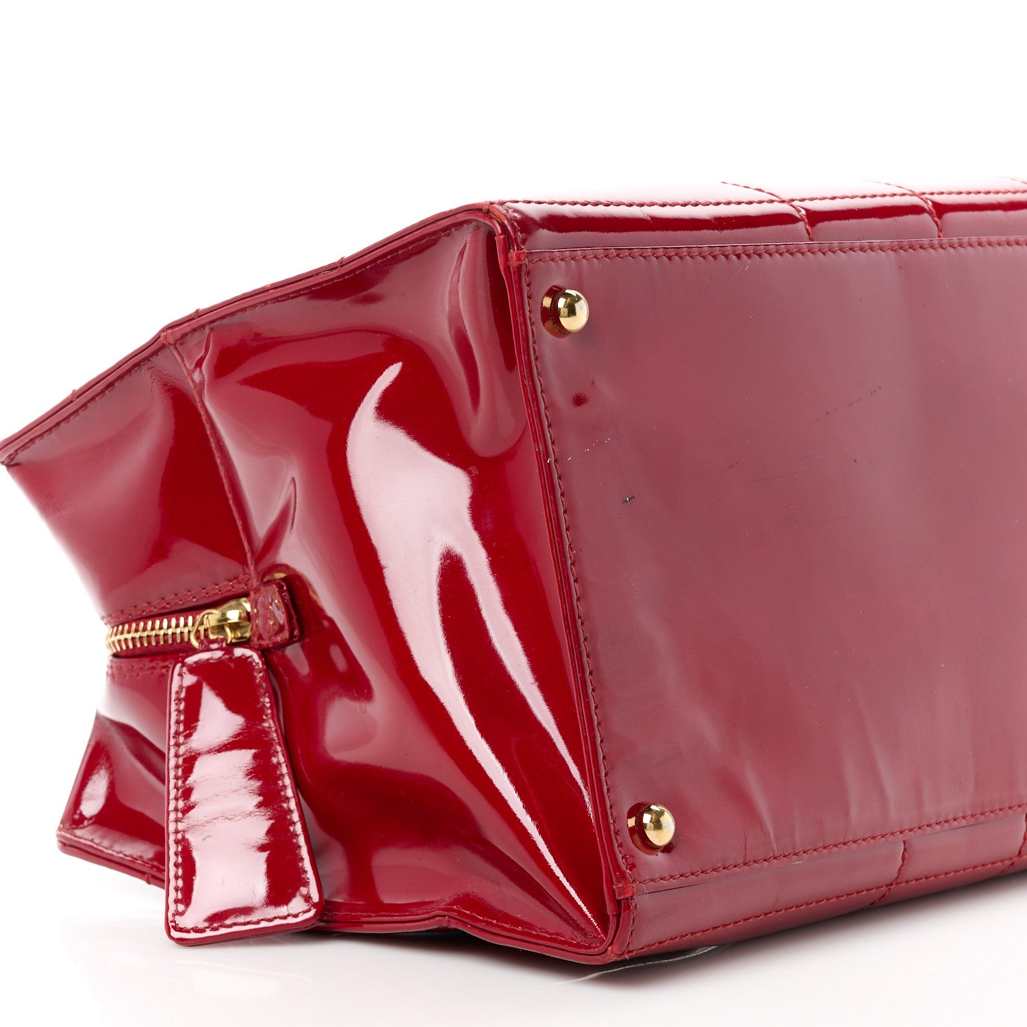 Chanel Patent Chocolate Bar East West Tote Red 9 of 11