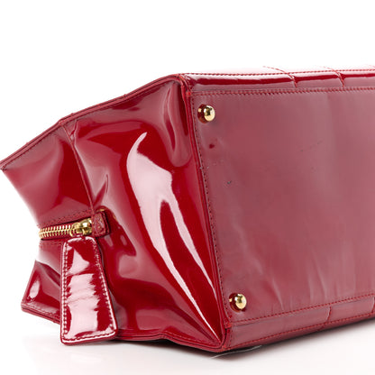 Chanel Patent Chocolate Bar East West Tote Red 9 of 11