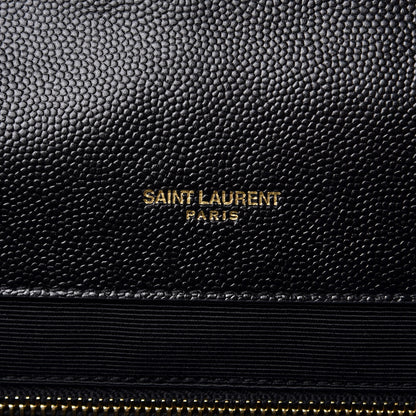 Saint Laurent Grain De Poudre Textured Mixed Matelasse Large Triquilt Monogram Satchel Black 6 of 10