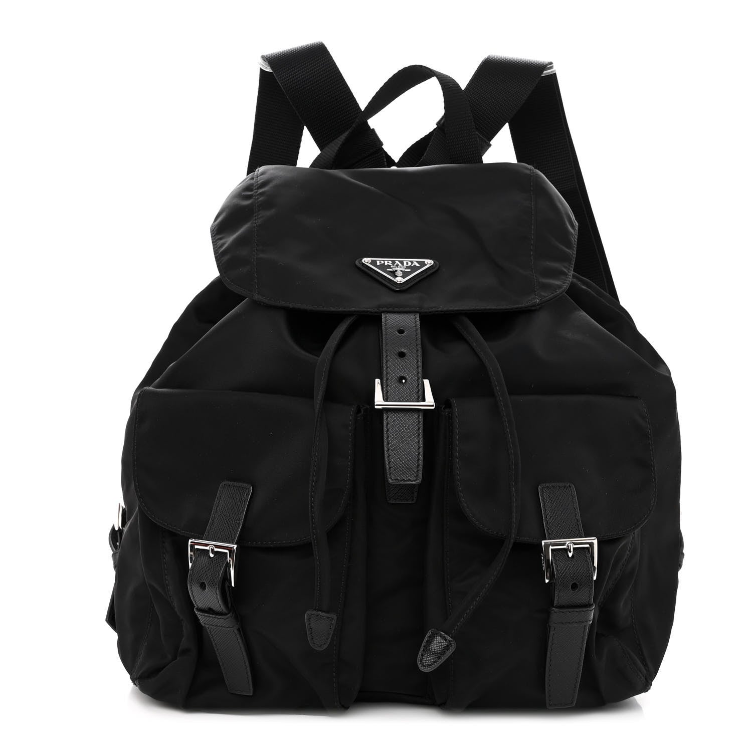 Prada Tessuto Nylon Saffiano Medium Backpack Black 1 of 9