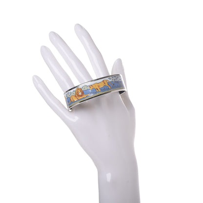 Hermes Enamel Printed Pride of Lions Wide Bracelet 62 2 of 5