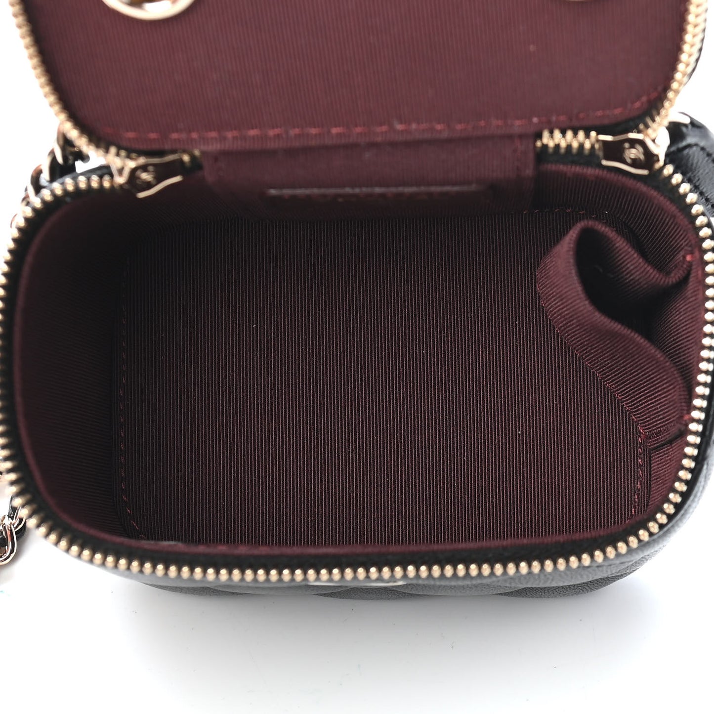 Lambskin Quilted Mini Vanity Case With Chain Black