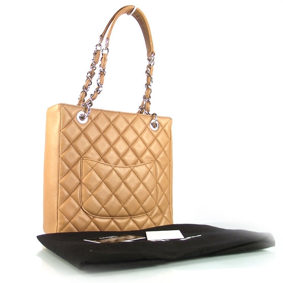 Caviar Petit Shopping Tote PST Beige