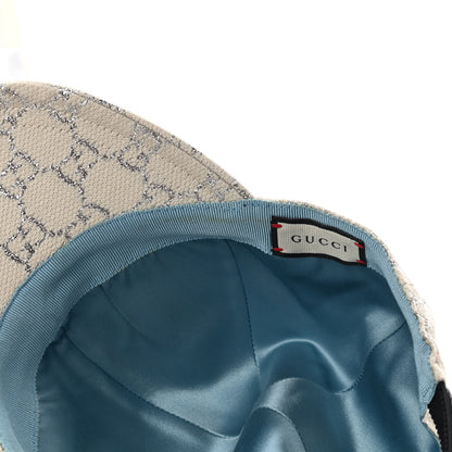 Gucci Canvas Lame GG Monogram Rush Baseball Hat XS Gardenia Silver 8 of 8