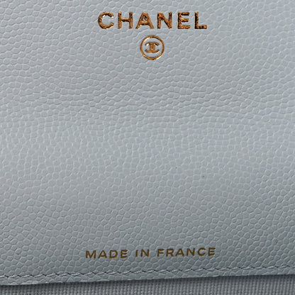 Chanel Caviar Quilted Crystal CC Flap Card Holder Light Blue 6 of 8