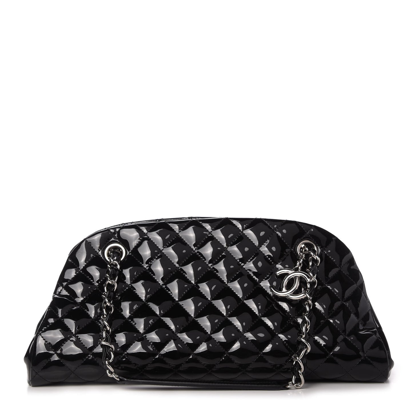 Patent Quilted Medium Just Mademoiselle Bowling Bag Black