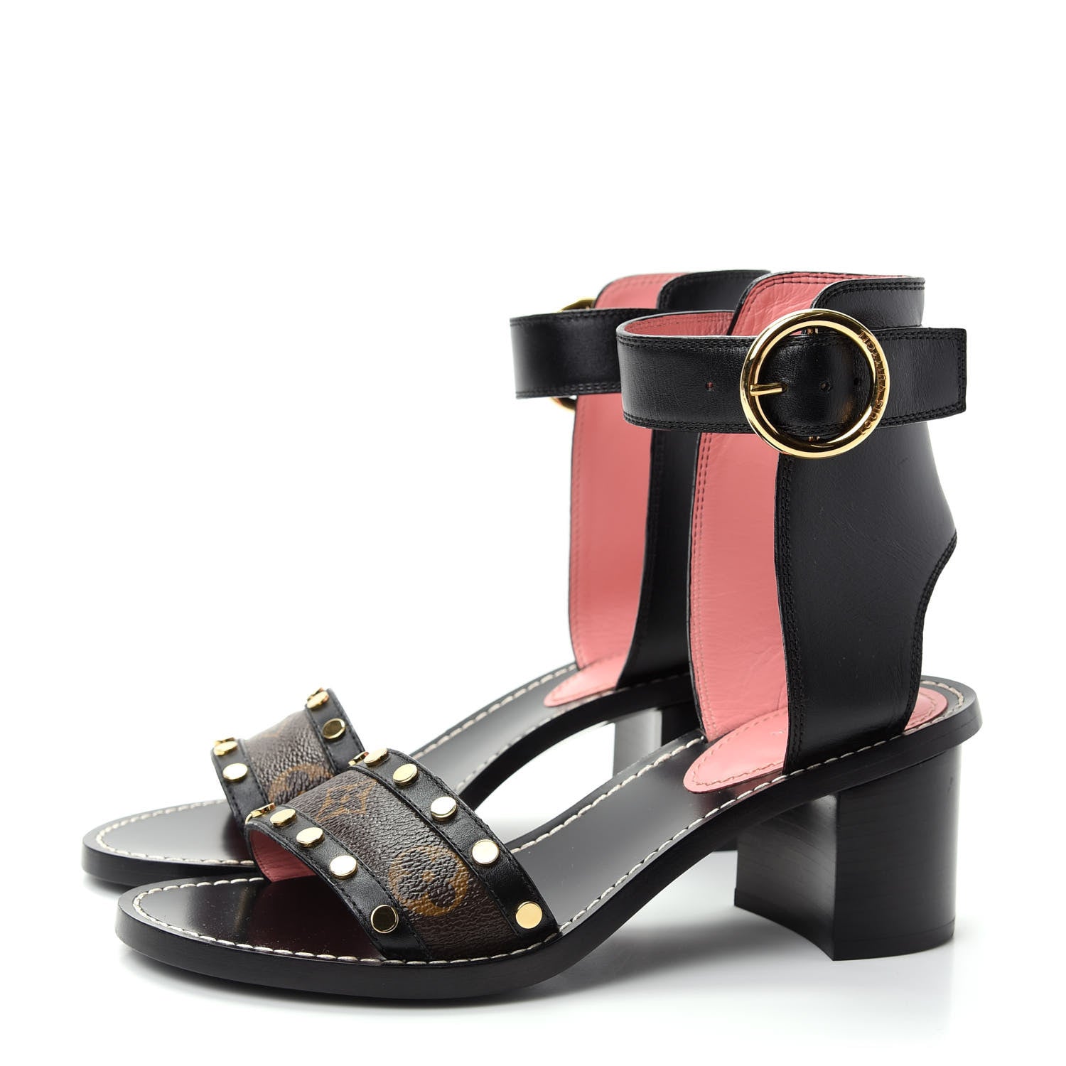 Louis Vuitton Calfskin Monogram Passenger Sandals 37 Black 3 of 10