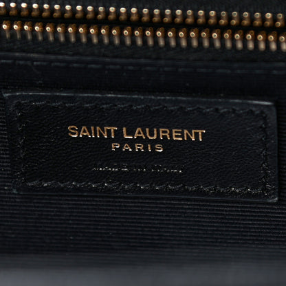 Saint Laurent Grain De Poudre Matelasse Chevron Large Monogram Satchel Black 7 of 11