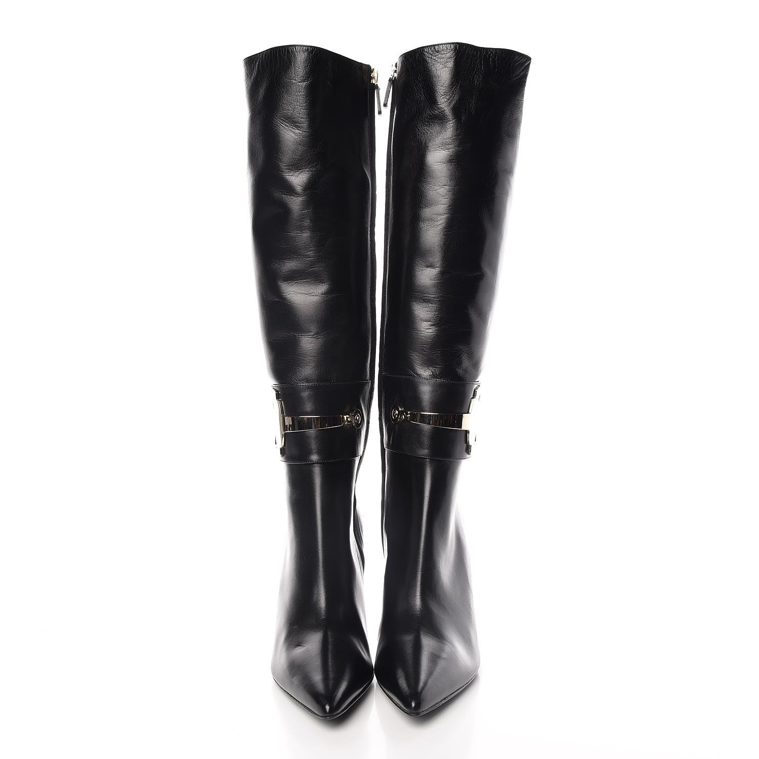Gucci Calfskin Horsebit High Boots 40 Black 2 of 9