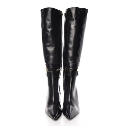 Gucci Calfskin Horsebit High Boots 40 Black 2 of 9