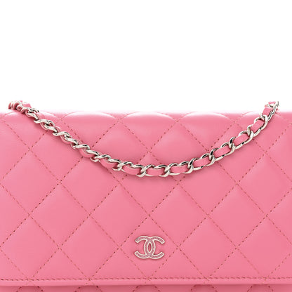Chanel Lambskin Quilted Wallet On Chain WOC Pink 9 of 17