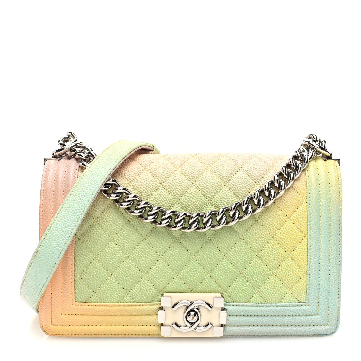 Chanel Caviar Quilted Medium Cuba Rainbow Boy Flap Multicolor 1 of 10