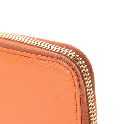 Prada Saffiano Metal Zip Coin Purse Papaya 16 of 17