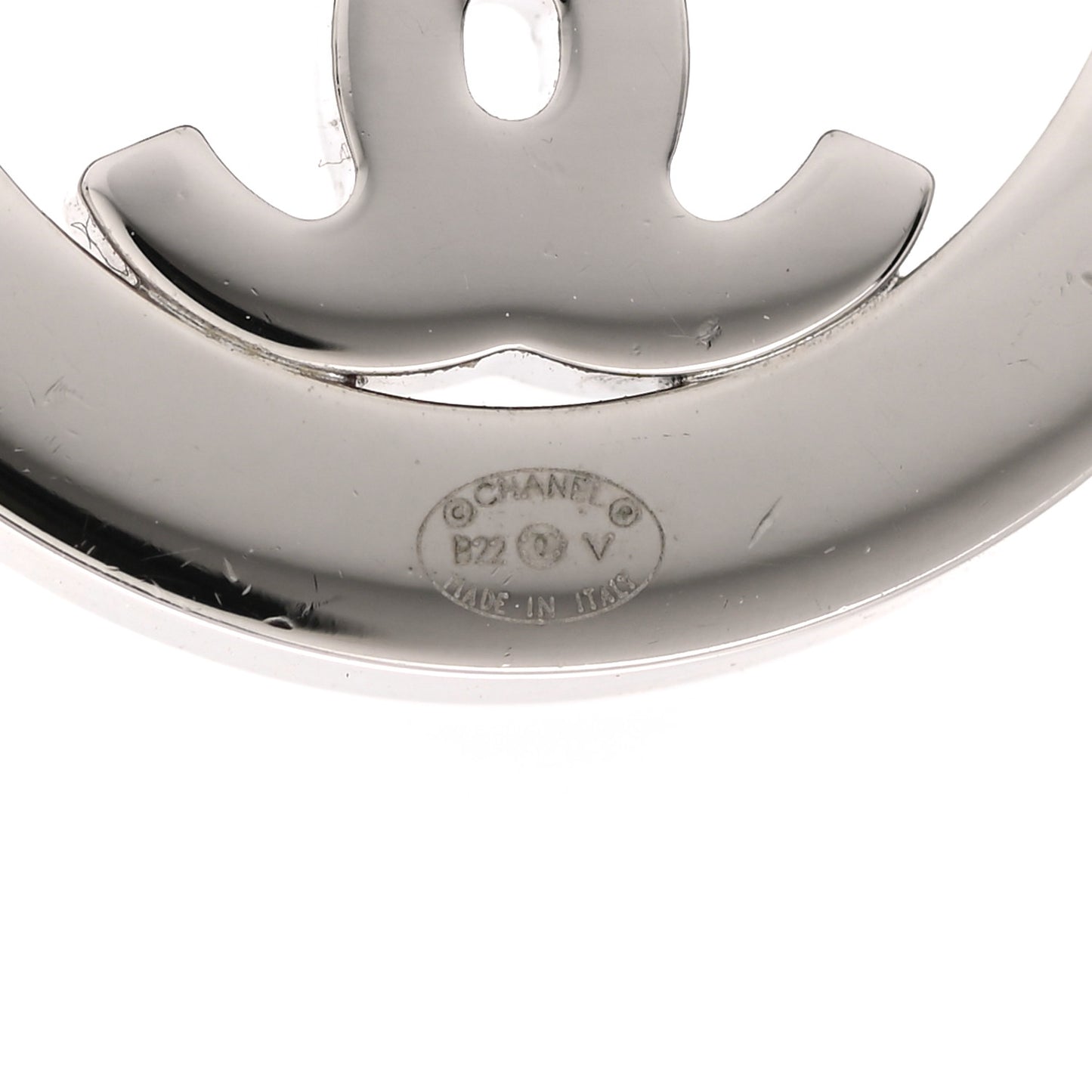 Crystal CC Round Earrings Silver