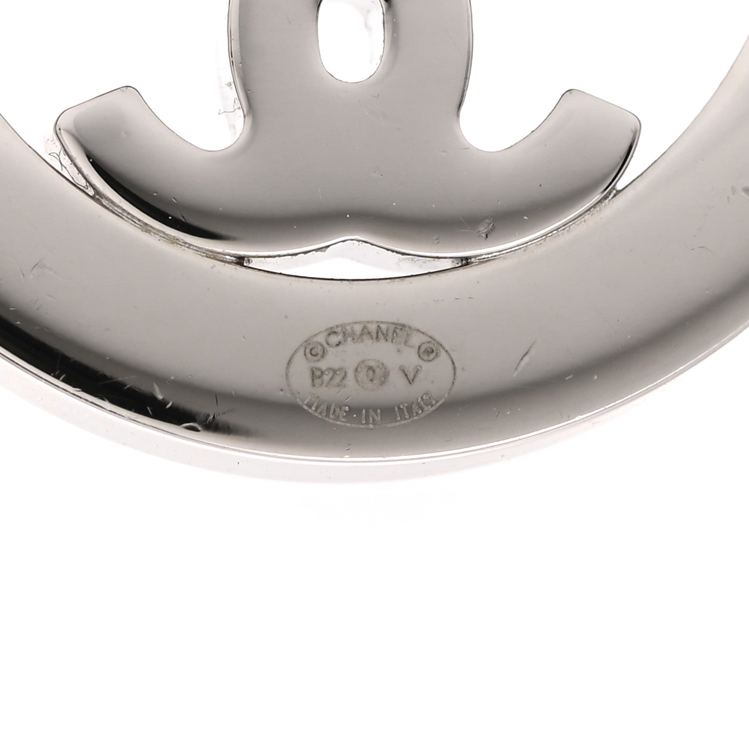 Chanel Crystal CC Round Earrings Silver 4 of 5