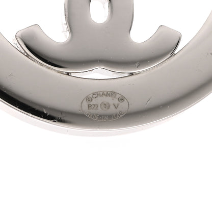 Chanel Crystal CC Round Earrings Silver 4 of 5