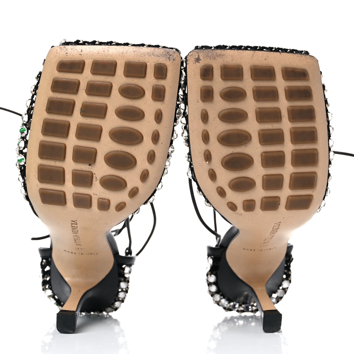 Bottega Veneta Mesh Nappa Crystal Embellished Sparkle Stretch Ankle Tie Sandals 36 Black 5 of 10