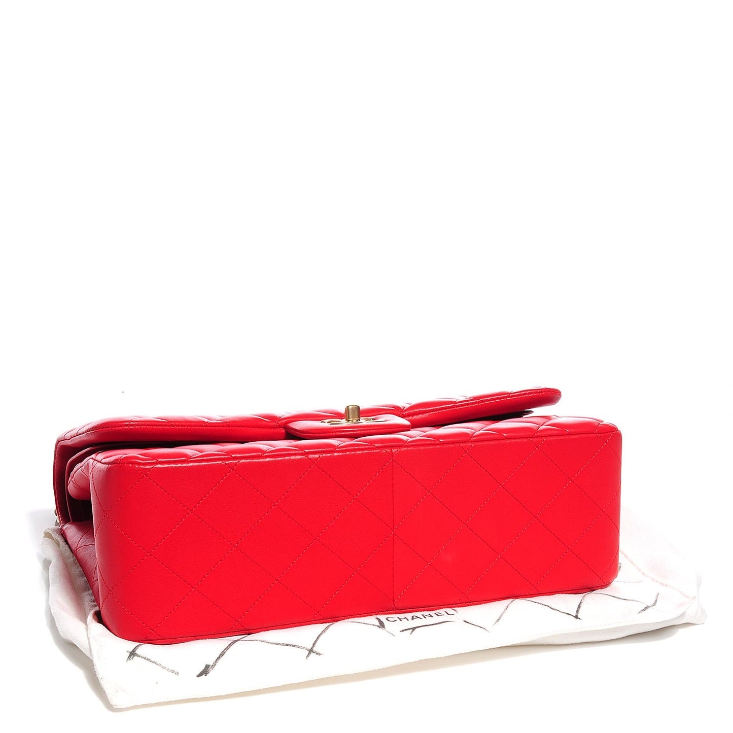 Lambskin Quilted Jumbo Double Flap Red