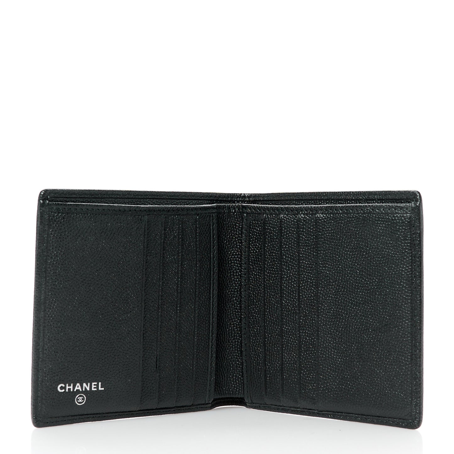 Caviar CC Button Bi-Fold Wallet Black