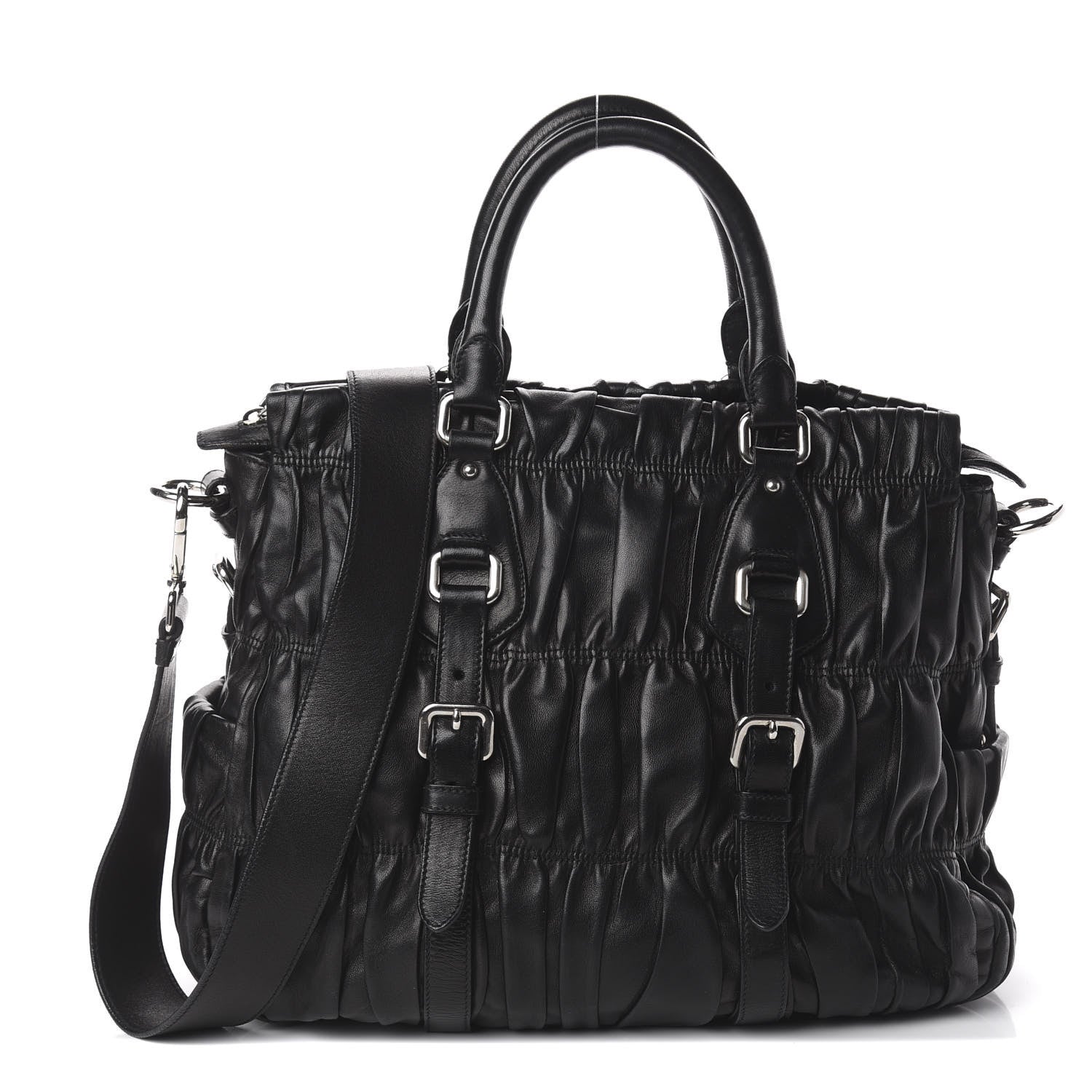 Prada Nappa Gaufre Satchel Black 1 of 8