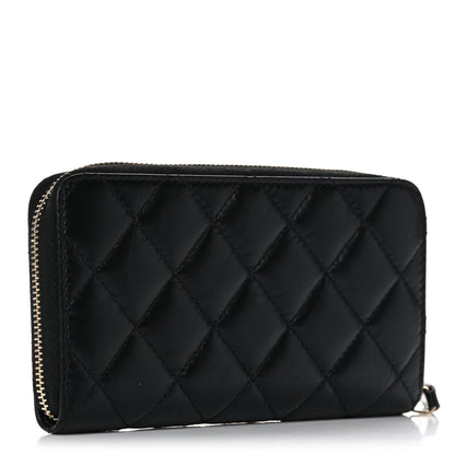 Chanel Aged Calfskin Quilted Small Lucky Charms 2.55 Reissue Zip Around Wallet Black 3 of 17