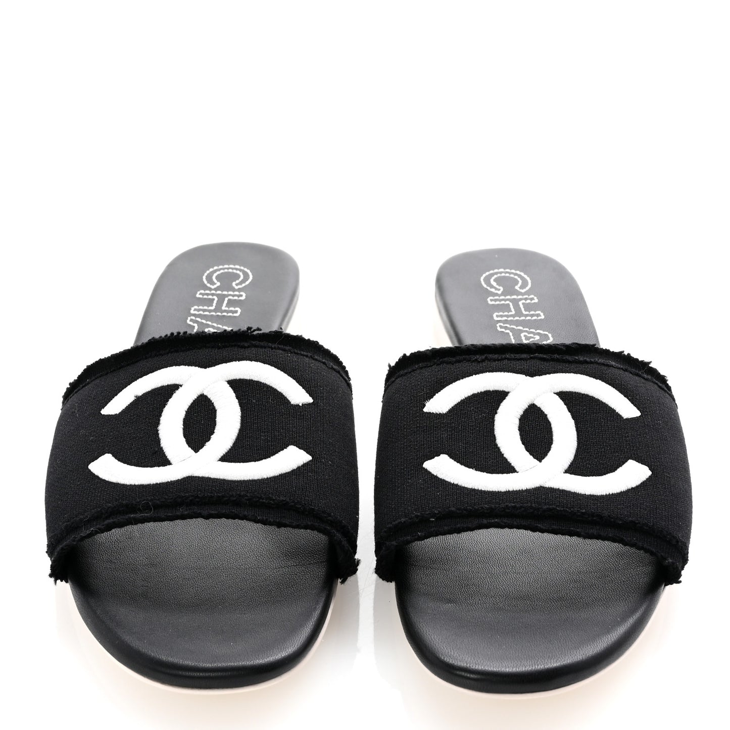 Jersey Knit CC Mules 39 Black