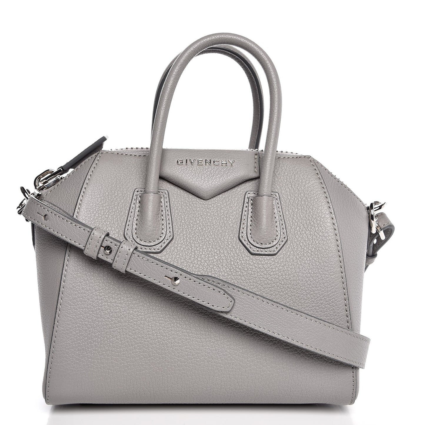 Sugar Goatskin Mini Antigona Pearl Grey