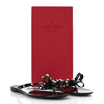 Valentino Garavani PVC Jelly Rockstud Bow Thong Sandals 41 Black 12 of 12