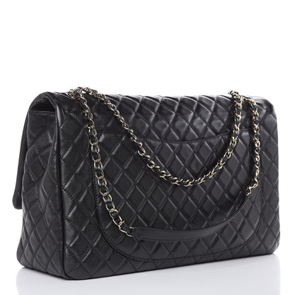 Chanel Metallized Calfskin Quilted XXL Travel Flap Bag Black 3 of 10