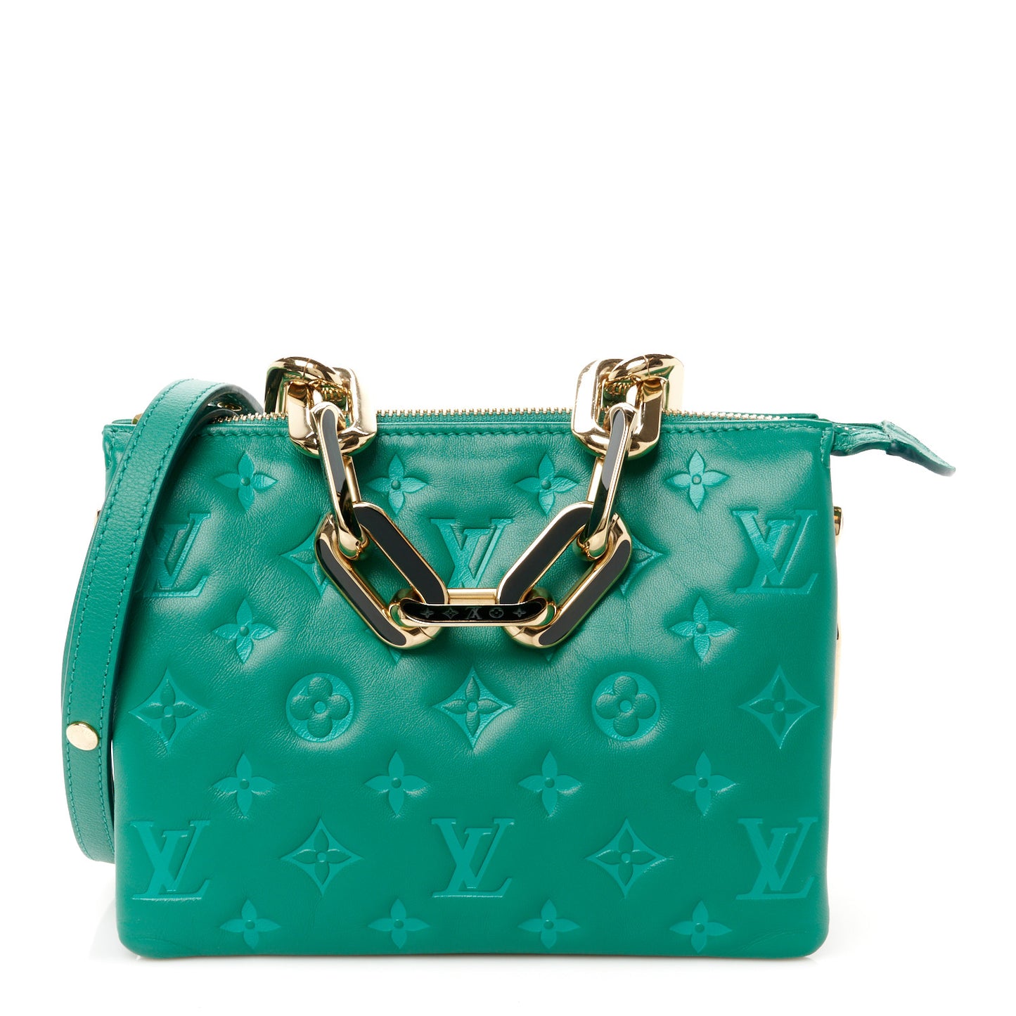 Lambskin Embossed Monogram Coussin BB Emeraude