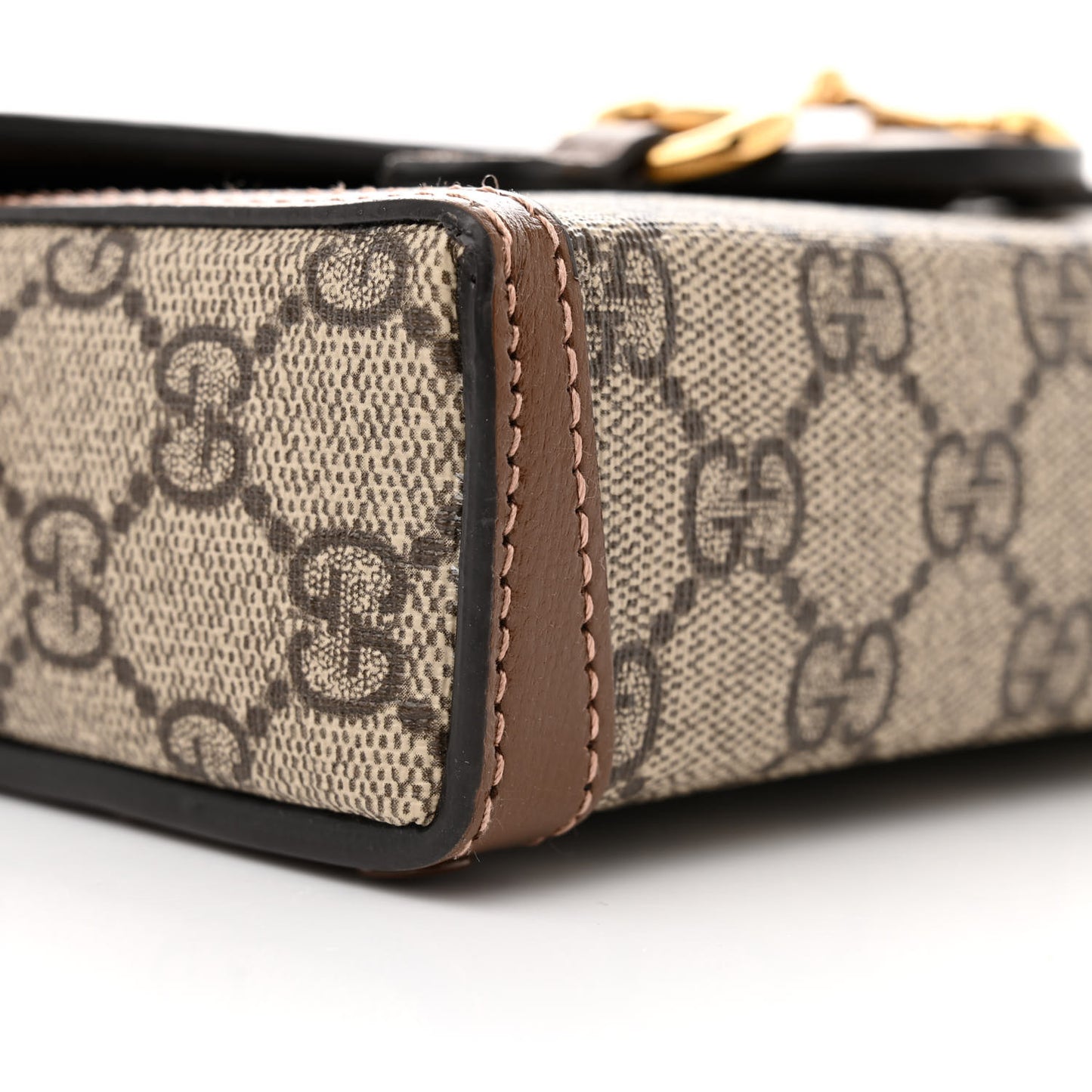 GG Supreme Monogram Mini Horsebit 1955 Shoulder Bag Beige Brown Sugar