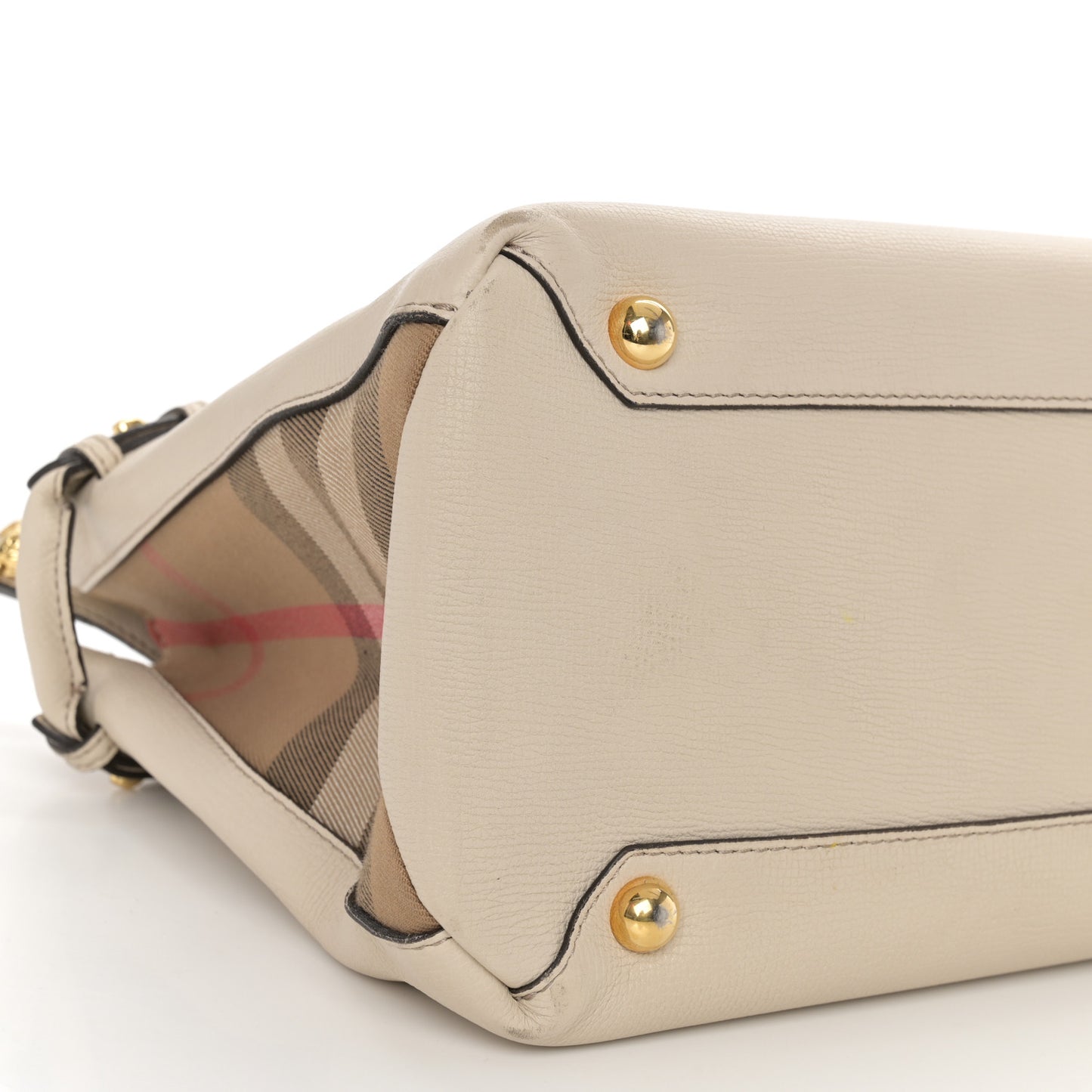 Derby Calfskin House Check Medium Banner Tote Limestone