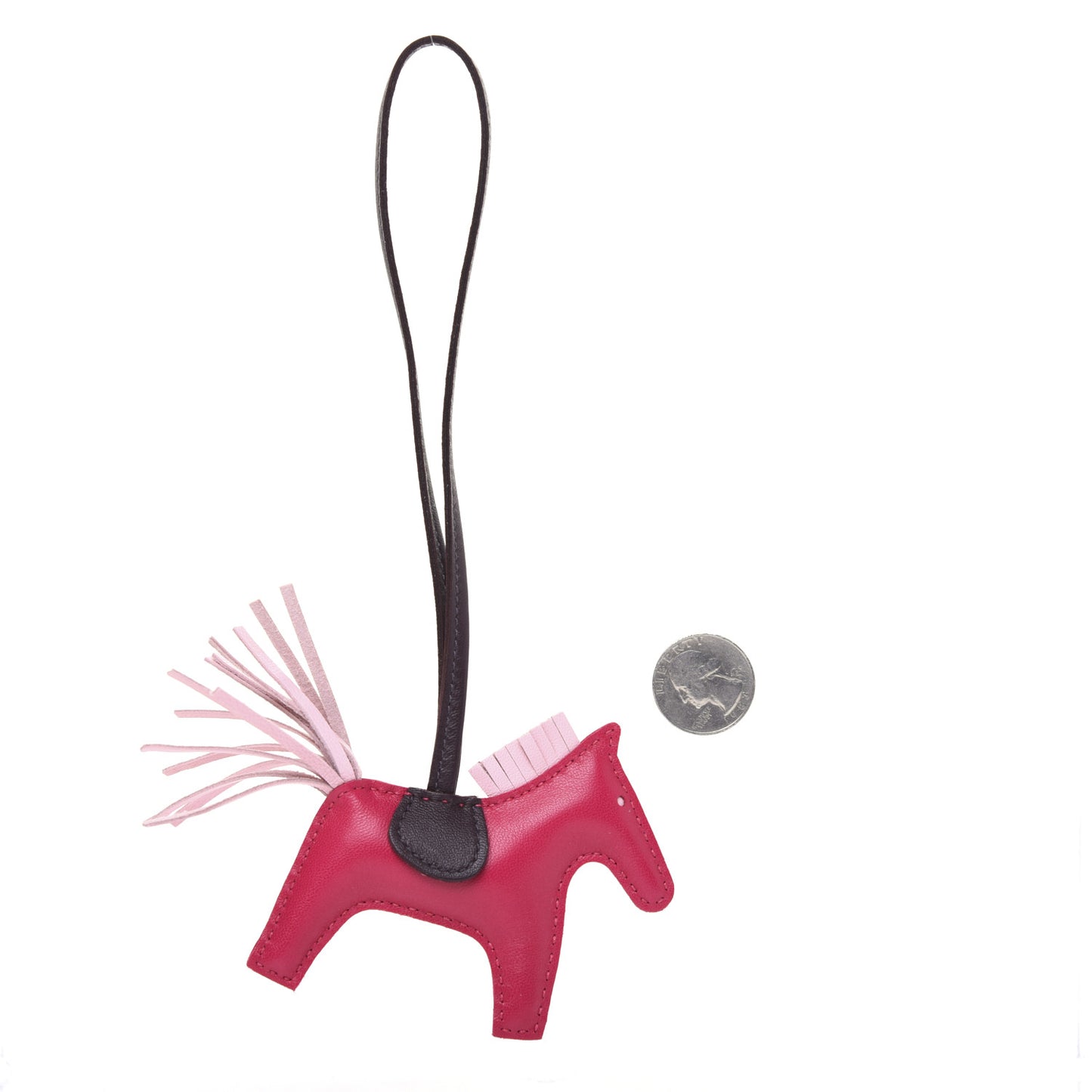 Milo Lambskin Grigri Rodeo Horse Bag Charm PM Rose Sakura Framboise Rouge Sellier